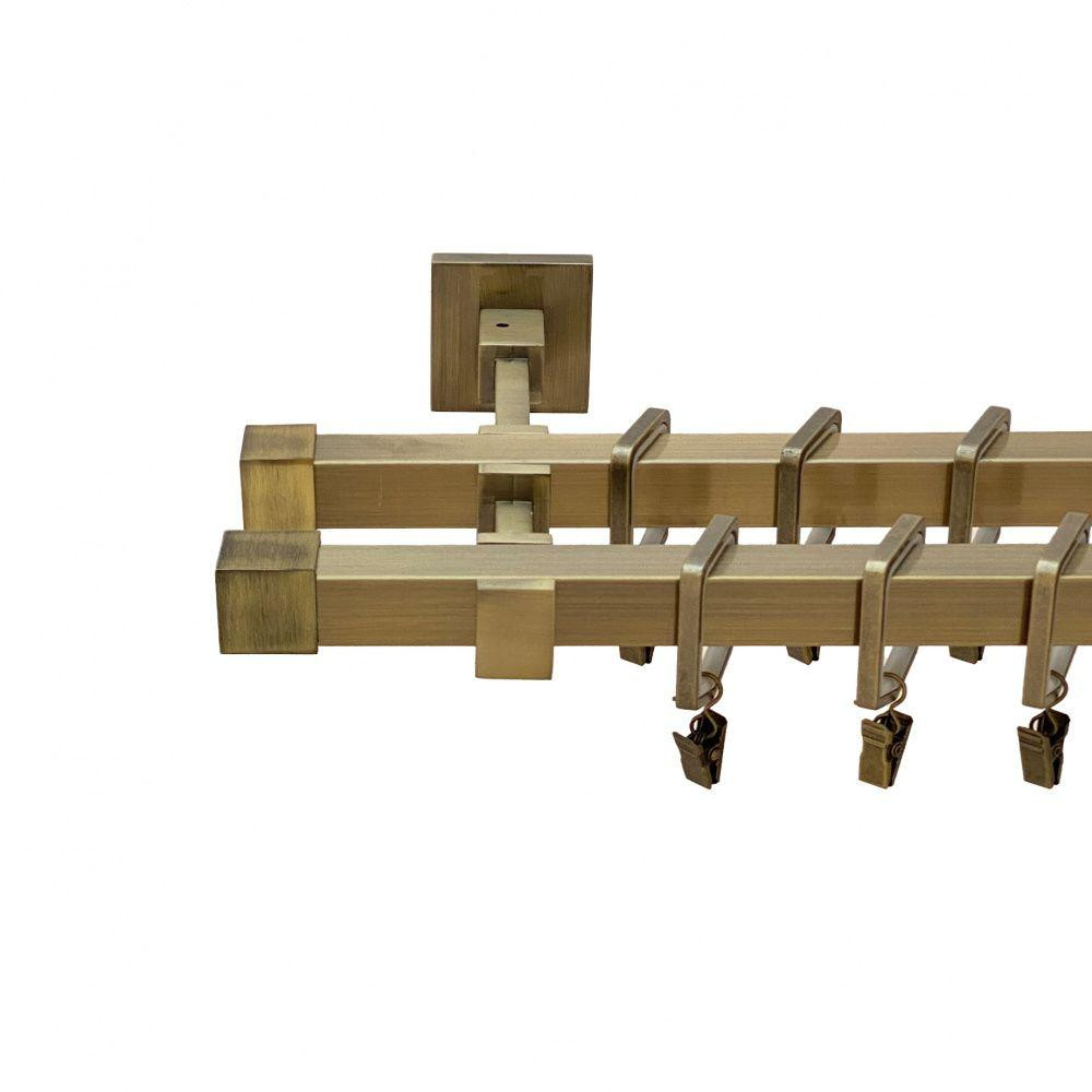 Карниз Orvit Купер ( Заглушка ) металевий дворядний бруклін гладка труба кільце тихохідне квадро з жабкою Антик 20\20 мм 160 см Львів - фото 1