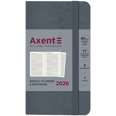 Тижневик Axent датований 2026 Pocket Strong 90х150, сірий (8508-26-62-A) Вінниця - фото 2