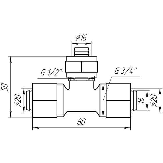 Трійник проміжний APE ITALY 731 L 20x16x20 Луцк