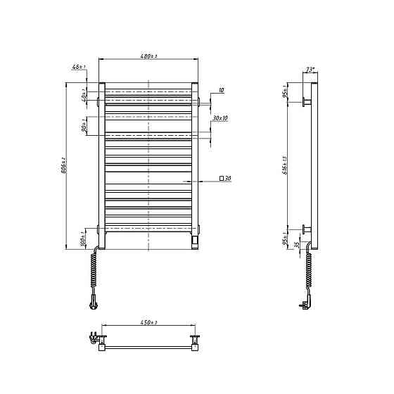 Електрична сушарка для рушників NAVIN Авангард X 480х800 Sensor з WI-FI лівобічна, біла Київ