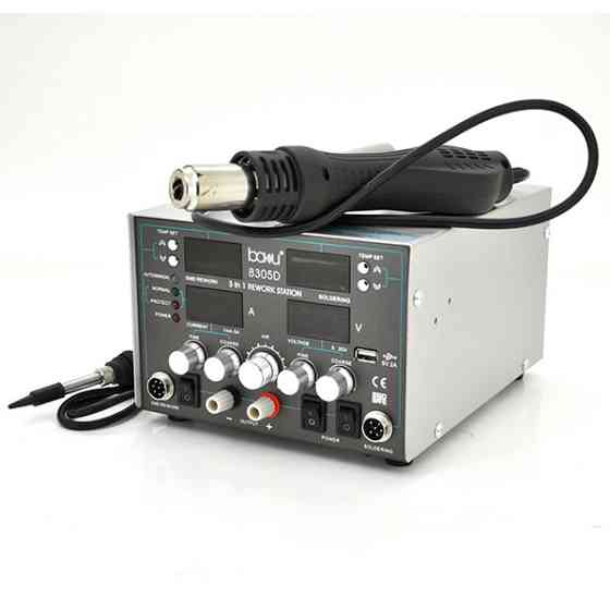 Паяльная станция BAKKU BA-8305D цифровая индикация, фен, паяльник, БП DC 0-30В, 5A (340*278*208) 5,1 кг Киев