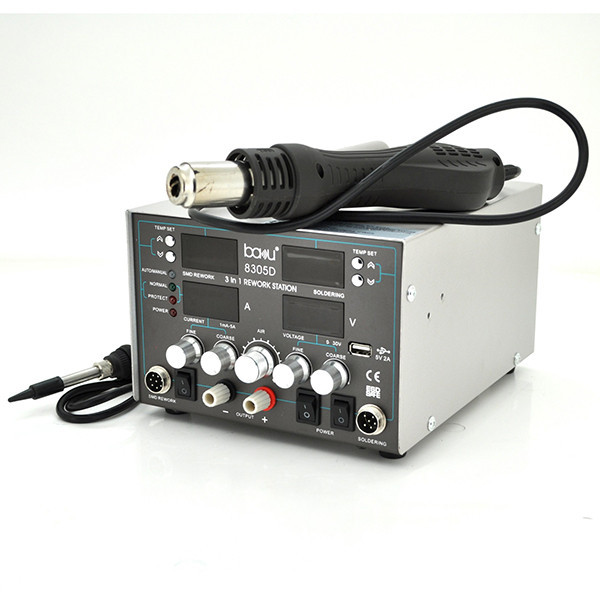 Паяльная станция BAKKU BA-8305D цифровая индикация, фен, паяльник, БП DC 0-30В, 5A (340*278*208) 5,1 кг Киев - изображение 1