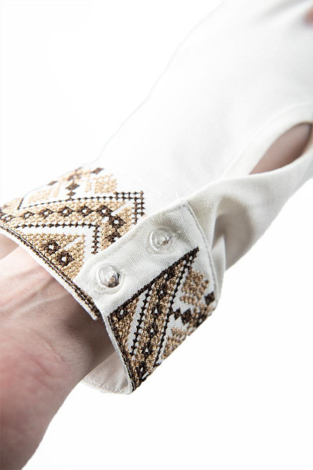 Вышиванка мужская,  льняная, молочная лен Юрма одяг, топ Киев - изображение 4