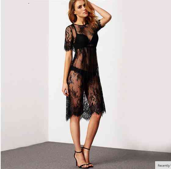 Парео мереживне для пляжу чорний 2XL Київ