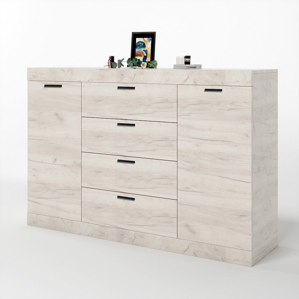 Большой комод Эверест на 4 ящика Соната-8 140х38х94 дуб крафт белый (DTM-2707) Львов - изображение 2