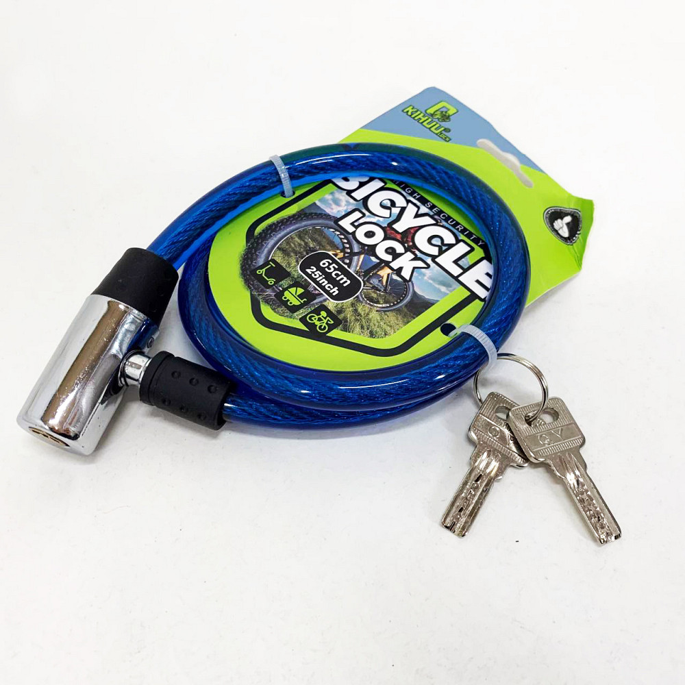 Замок велосипедный 185, 12*65 тросовый, 2 ключа. Цвет: синий YL-38 Львов - изображение 4