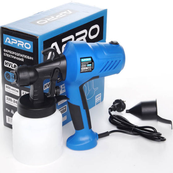 Фарбопульт електричний HVLP d2,5мм з нижн.бачком 800мл 800мл/хв APRO Житомир