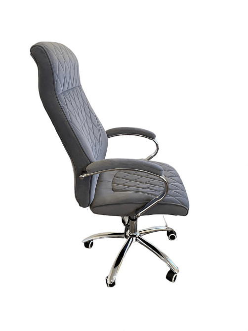 Офисное кресло руководителя Tehforward Apollon Velur хром Anyfix Серый Киев - изображение 4