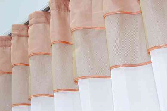 Кухонная занавеска VR-Textil № 00к белый с персиковым 270х170 см (59-728) Киев