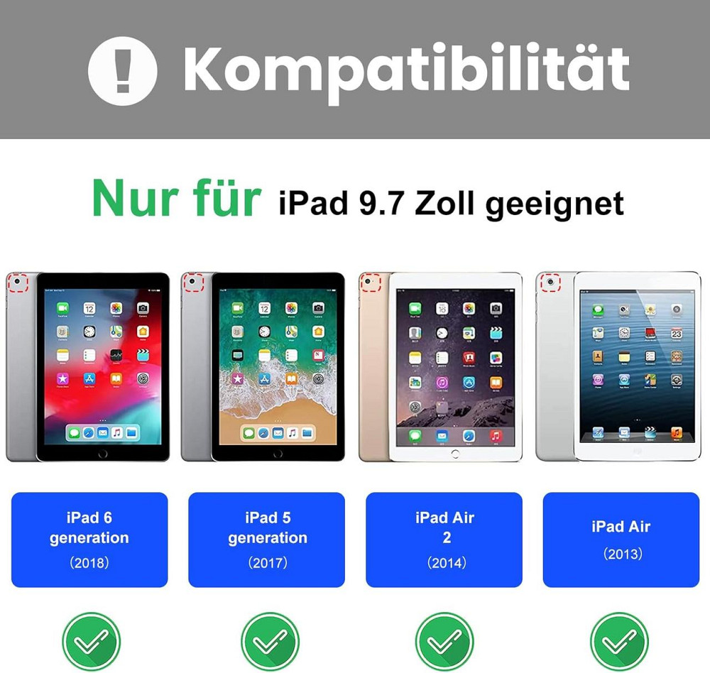 Клавіатурний чохол для iPad 9.7 (2018/6th) та 2017 (5th), iPad Air 1/2, магнітна бездротова QWERTZ з держачем для стилуса, чорний Київ - фото 4