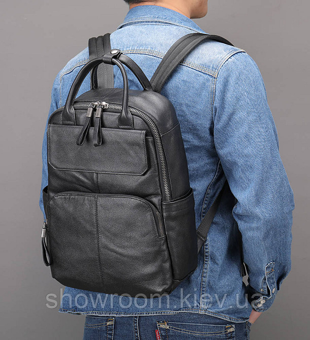 Шкіряний чоловічий рюкзак з відділенням для ноутбука Leather Collection (816) Київ - фото 1
