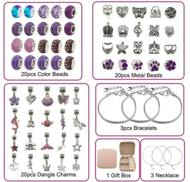 Детский набор для творчества для создания шарм браслетов и колье из бусин в шкатулке с подарочным па Запорожье - изображение 2