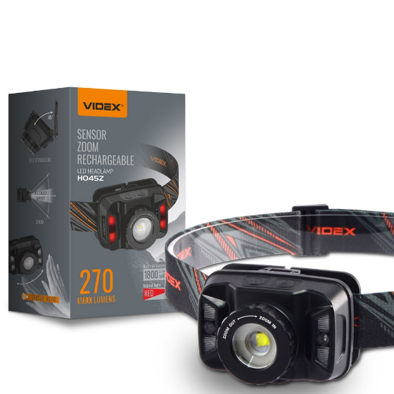 Ліхтарик LED налобний 270Lm 5000К чорний VLF-H045Z Videx Житомир