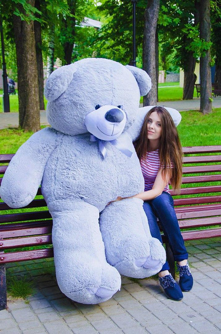 М'яка  іграшка подарунок на 8 березня плюшевий ведмедик Ветли 200 см Сірий Тернопіль - фото 1