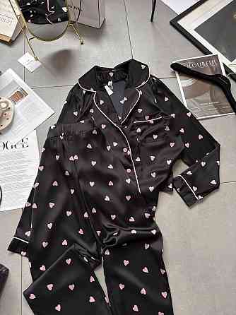 Женская стильная домашняя повседневная пижама шелк Черный, 42/44 Одесса