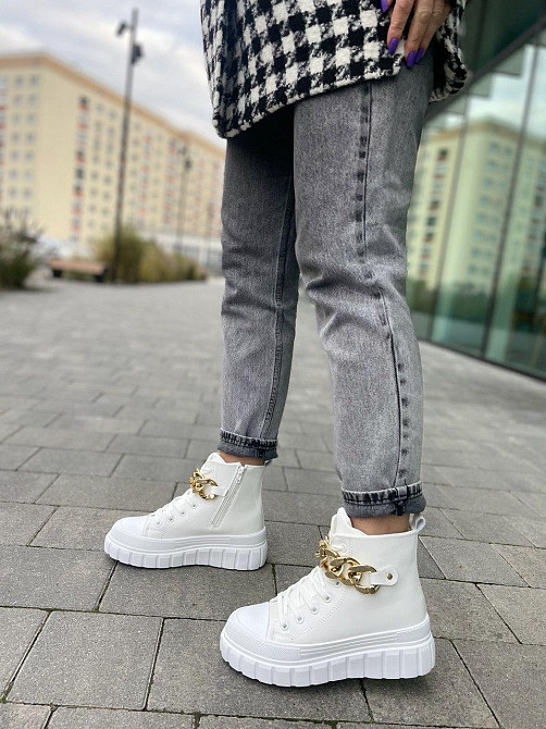 Кеди жіночі білі (весна-осінь, еко-шкіра) (4759) 39 Коломия - фото 1