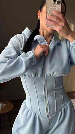 Жіночий стильний теплий корсетний комбінезон двосторонній фліс Блакитний, 42/44 Одеса