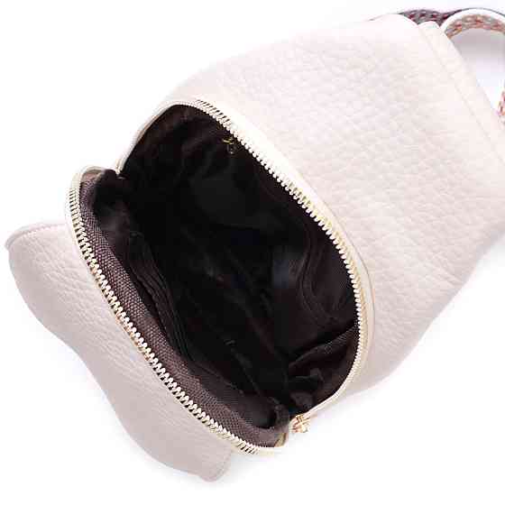 Популярна жіноча сумка з однією лямкою через плече з великозернистої екошкіри Молочний (Vintage) Київ