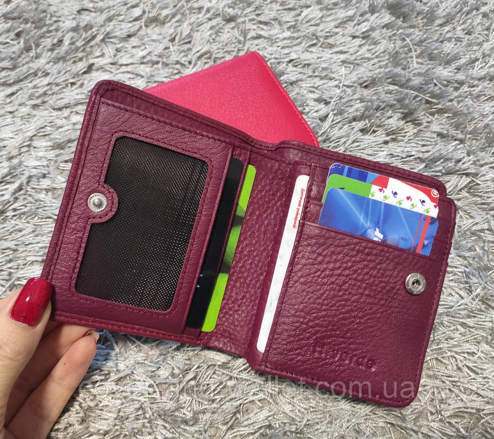 Небольшой женский кожаный кошелек цвета марсала Helen Verde Киев - изображение 3