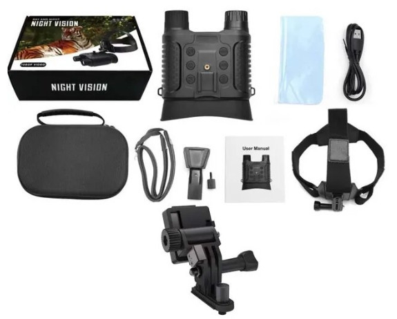 Прилад (бінокуляр) нічного бачення NV8160 (до 400м) з кріпленням на голову та шолом (Чорний) Вінниця - фото 10