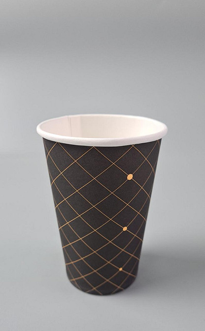 Склянки паперові одноразові 340 мл Юніта ромб коричневий h11 (50 шт.) Харків - фото 1