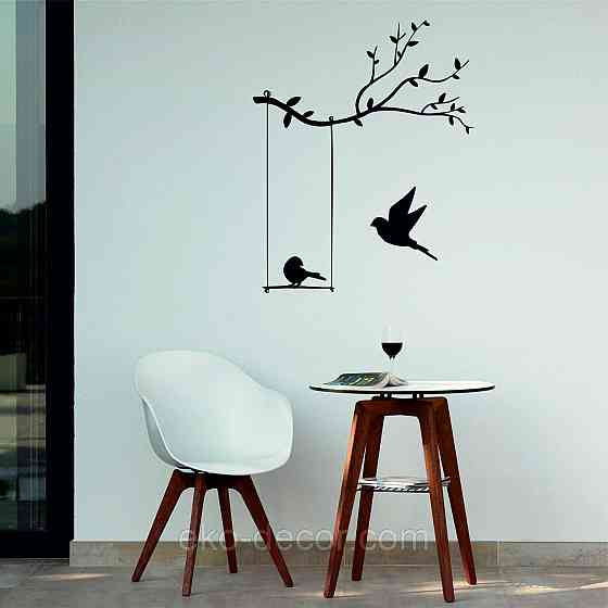 Декоративное настенное Панно «Птички», Декор на стену 90*73 см, Черный Киев