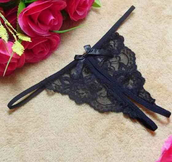 Труси з розрізом жіночі універсальний чорний Київ