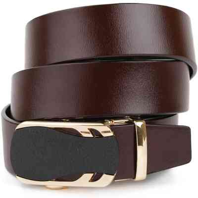 Ремень Vintage С золотистой пряжкой автомат Коричневый (20323) Винница