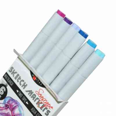 Художній маркер Santi набір двосторонніх sketch Seascape 6 шт (390567) Вінниця