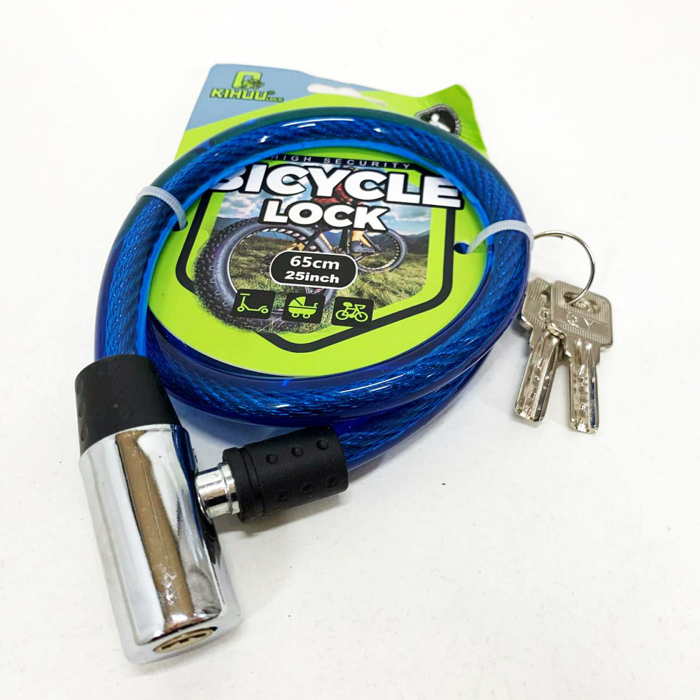 Замок велосипедный 185, 12*65 тросовый, 2 ключа. Цвет: синий YL-38 Львов - изображение 3