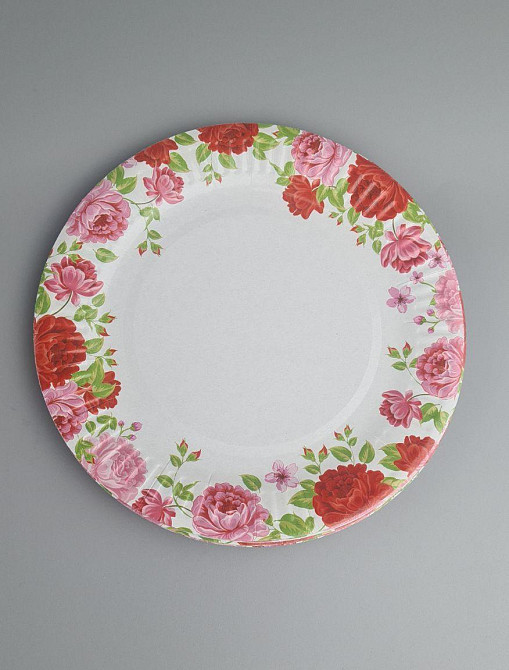 Паперова тарілка з малюнком 18 см "No 3" Півонії візерунок 10 шт (1 пачка) Харків - фото 1