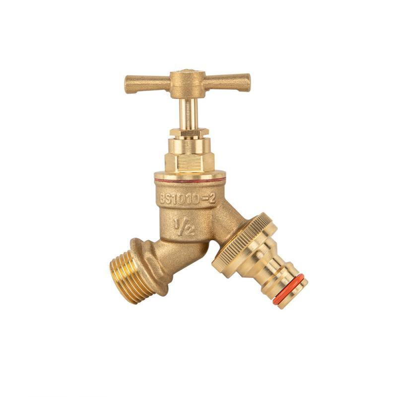 Кран вентильний РЗ 1/2", вихід РЗ 3/4", BRASS, BR-KCR1234 Київ - фото 1