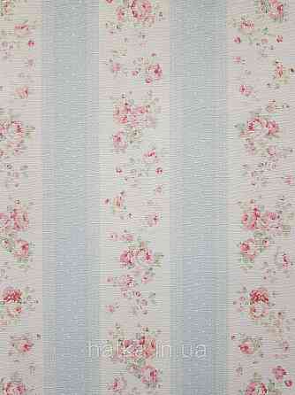 Шпалери вініл на флізеліні A.S.Creation Maison charme 0.53x10 прованс квіти троянди в смужку червоні блакитні білі Київ