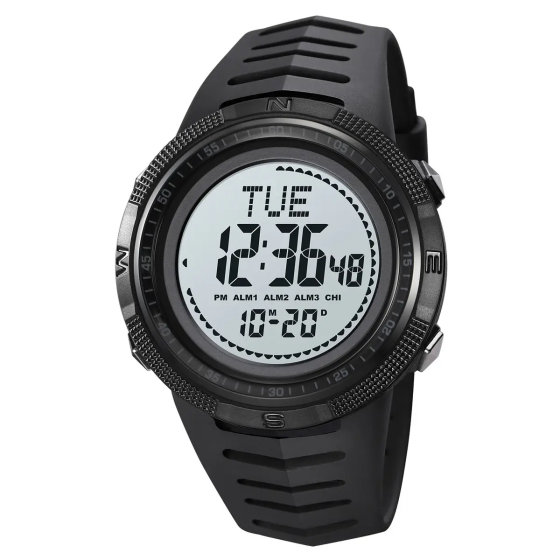 Часы мужские спортивные с компасом Skmei 2147 Compass (Черные с белым циферблатом) Винница