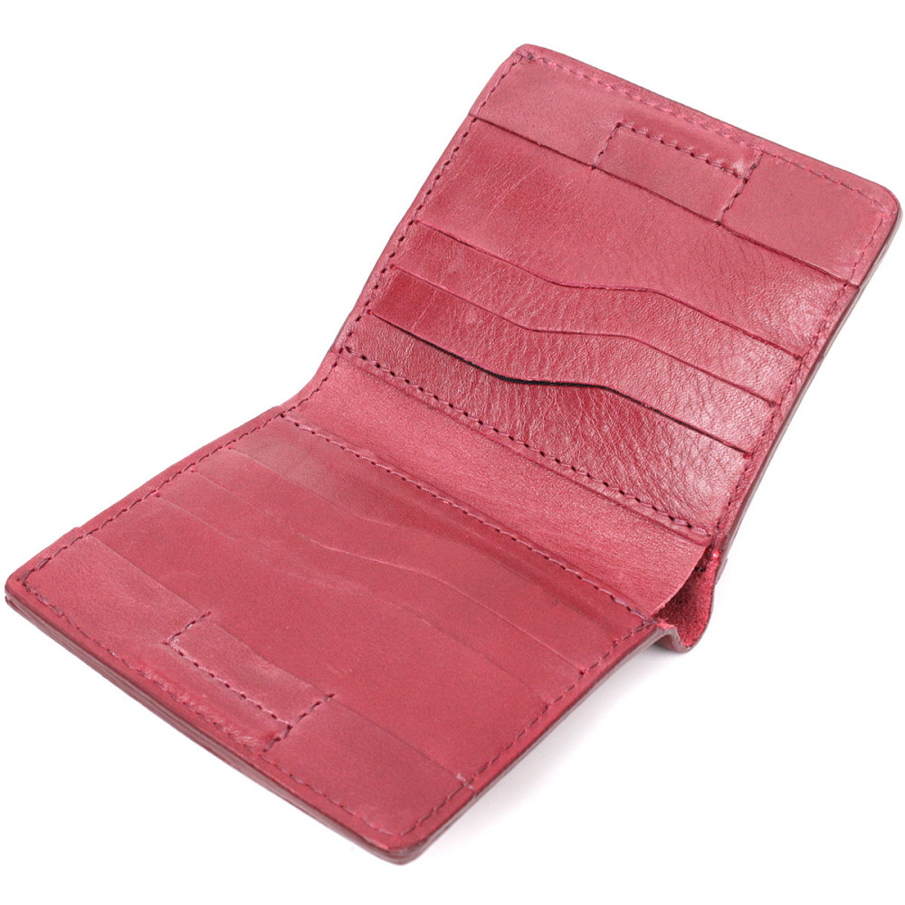 Компактное портмоне из натуральной кожи GRANDE PELLE 16798 Бордовый Киев - изображение 5