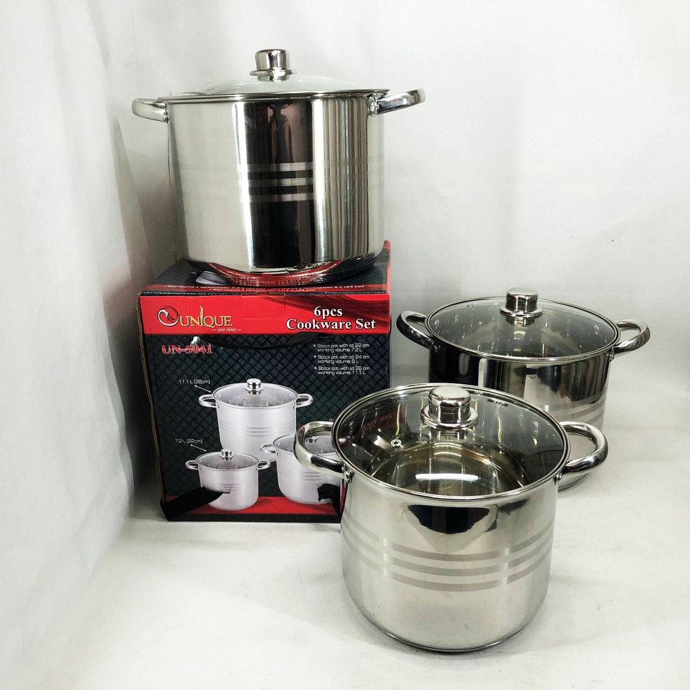Комплект нержавеющих кастрюль Unique UN-5041, Кастрюля современный дизайн, Набор посуды с двух кастрюль CZ-57 Львов - изображение 3