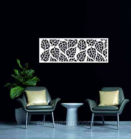 Декоративное настенное Панно «Листья» Декор на стену 30*85 см, Белый Киев