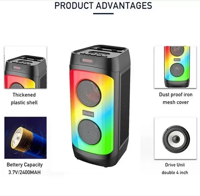 Колонка музична портативна Bluetooth ZQS4246, 30Вт, 2 динаміка, FM-радіо, LED підсвітка, еквалайзер Одеса - фото 6