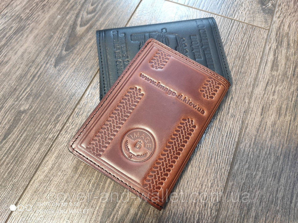 Універсальна обкладинка для прав із натуральної шкіри колір каштановий Київ - фото 5