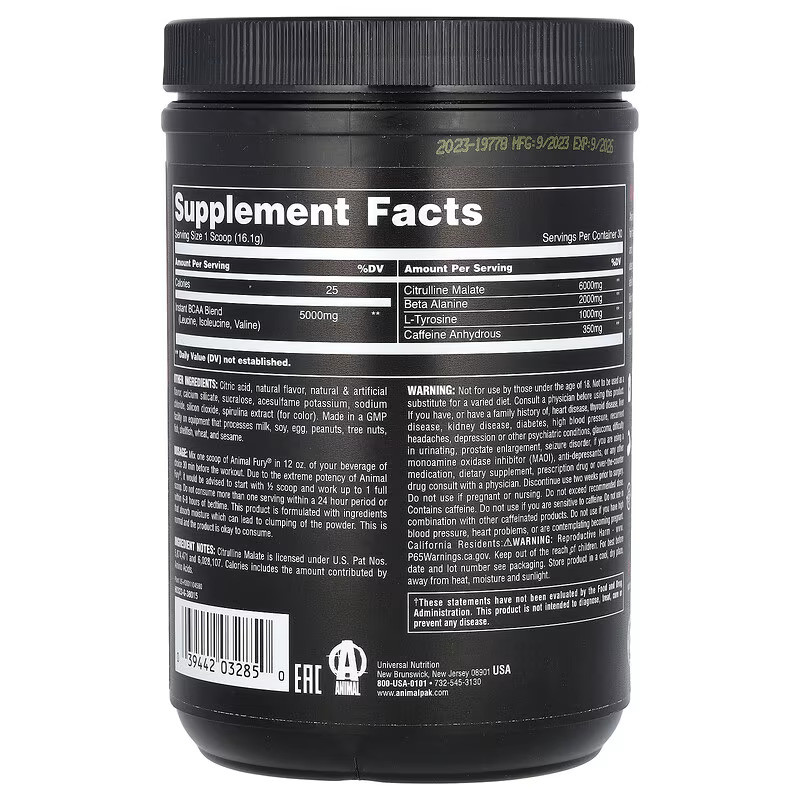 Предтренировочный комплекс Universal Nutrition Animal Fury 492 г, Watermelon Луцк - изображение 2