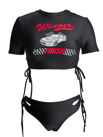 Купальник жіночий роздільний футболка труси Чорний S/M Харків