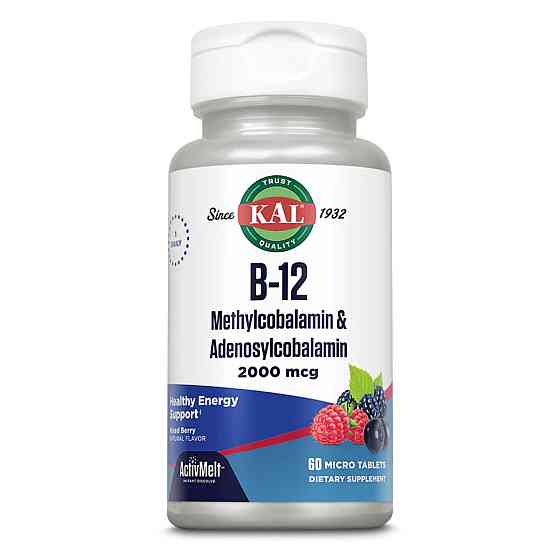 Вітамін В12 KAL B-12 Methylcobalamin and Adenosylcobalamin 2000mcg - 60 tabs Київ