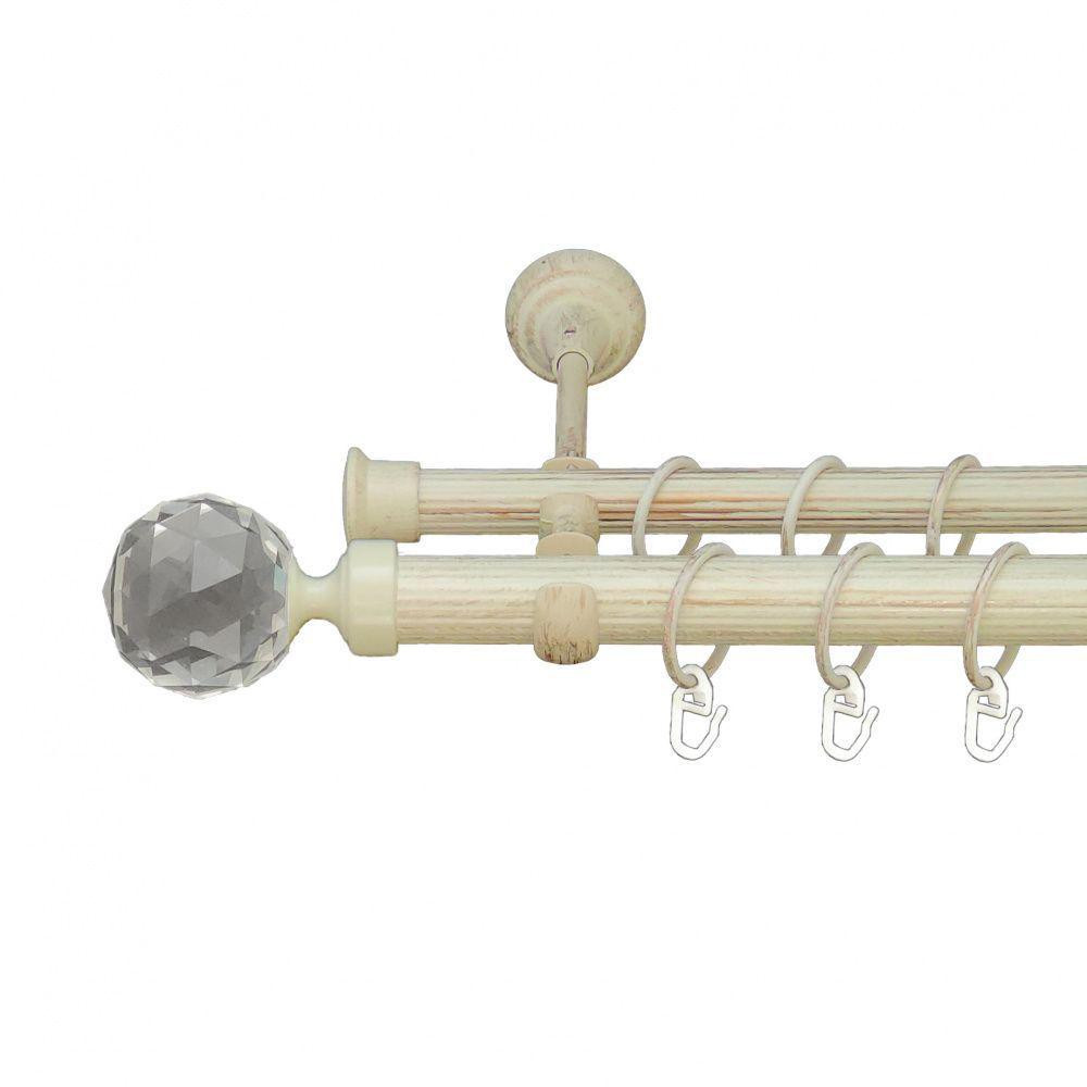 Карниз Orvit Люміера металевий дворядний відкритий рифлена труба кільце металеве Біле Золото 25\19 мм 240 см (6951240) Львів - фото 1