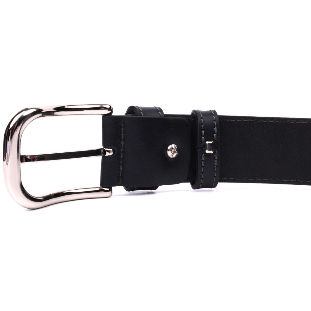 Мужской ремень под джинсы с классической пряжкой из натуральной кожи GRANDE PELLE 20803 Черный Киев - изображение 3