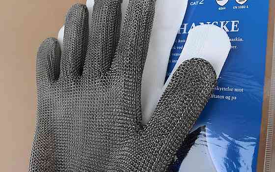 Кільчужна рукавичка RESTEQ XL з нержавіючої сталі, рукавички від порізів, захисні порізостійкі Київ