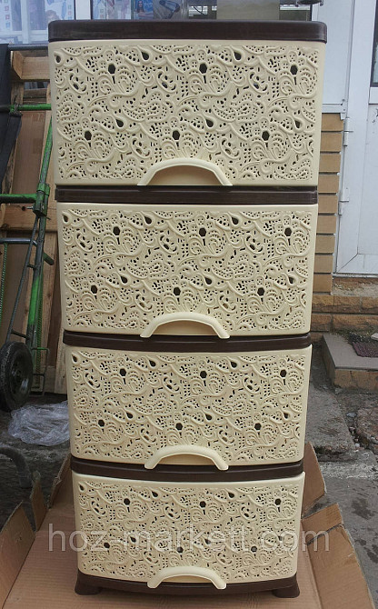 Комод ажурний на 4 ящики бежево-коричневий Харків - фото 1