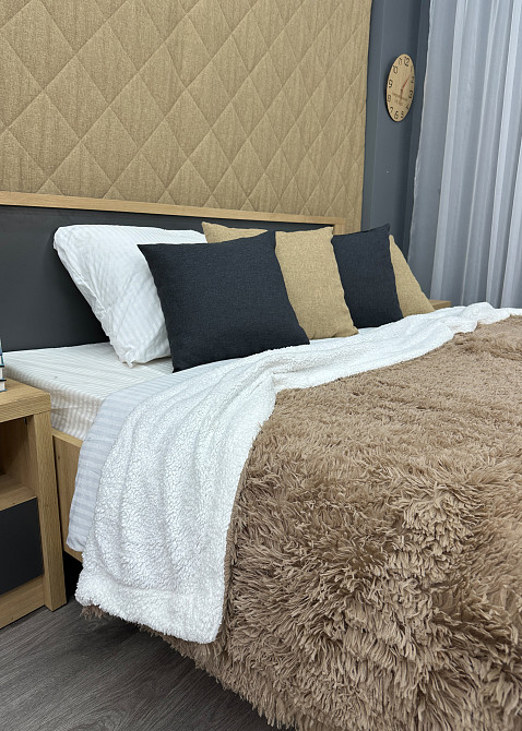 Плед-покривало 200х230 см (+-10см) Травка на овчині колір какао з білим (87-216) Київ - фото 2