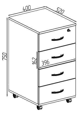 Тумба офісна ТМ-1, Самоа Димчастий, 400/520/750 Львів