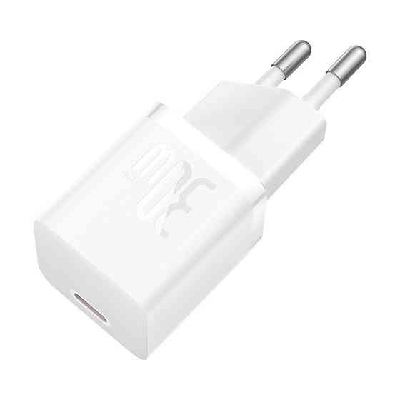 Мережевий зарядний пристрій з кабелем Baseus GaN5 Fast Charger(mini) 1C 30W EU Moon White(With: Fast Charging Одеса