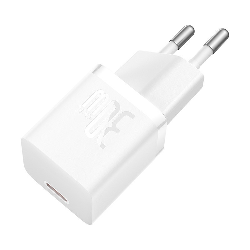 Мережевий зарядний пристрій з кабелем Baseus GaN5 Fast Charger(mini) 1C 30W EU Moon White(With: Fast Charging Одеса - фото 6